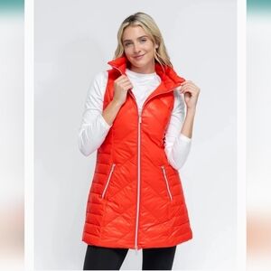 My Anorak Chevron Quilted Down Vest Flame Red Small NWT RARE Color